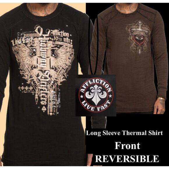Affliction Highway Drifters Long Sleeves Reversible Thermal Size XL - Picture 2 of 11